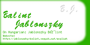 balint jablonszky business card